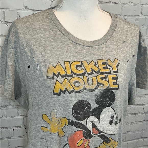 DISNEY Distressed Upcycled Mickey Mouse T-Shirt - Picture 2 of 6
